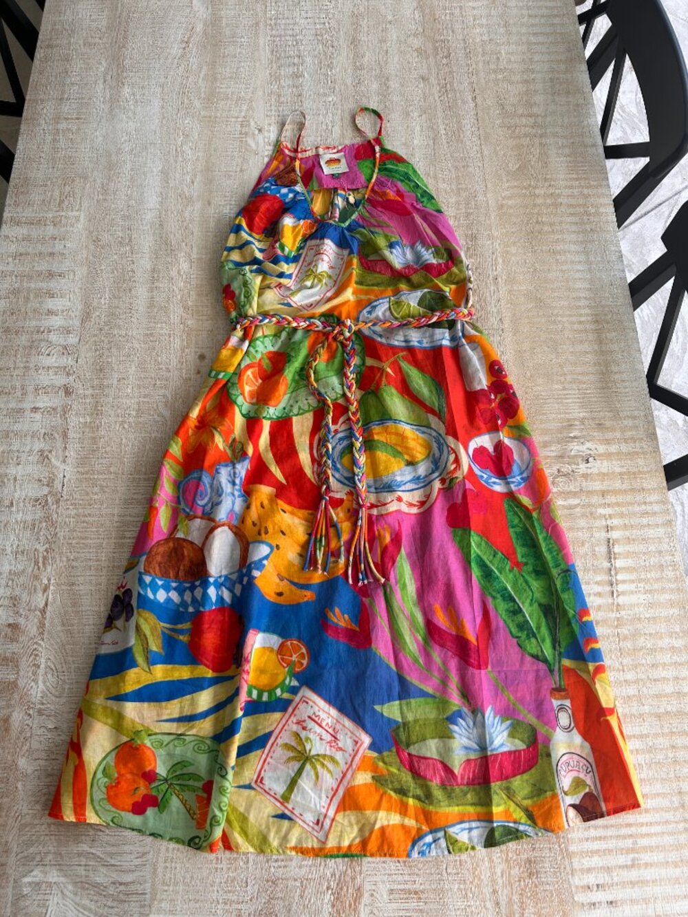 Farm Rio Multicolor Summer Picnic Midi Dress Size Medium NWT - Picture 4 of 12